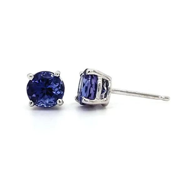 14K White Gold Tanzanite Stud Earrings Image 3 Quality Gem LLC Bethel, CT