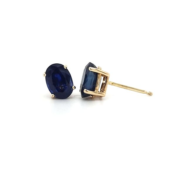 14K Yellow Gold Sapphire Stud Earrings Image 4 Quality Gem LLC Bethel, CT