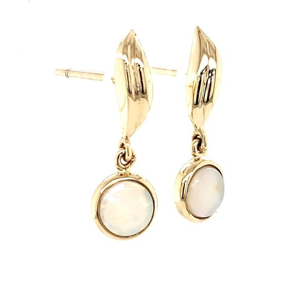 14K Yellow Gold Opal Dangle Earrings Image 2 Quality Gem LLC Bethel, CT