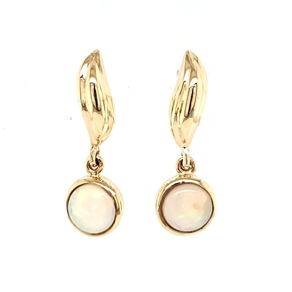 14K Yellow Gold Opal Dangle Earrings Quality Gem LLC Bethel, CT