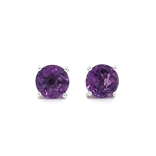 14K White Gold Amethyst Stud Earrings Image 2 Quality Gem LLC Bethel, CT