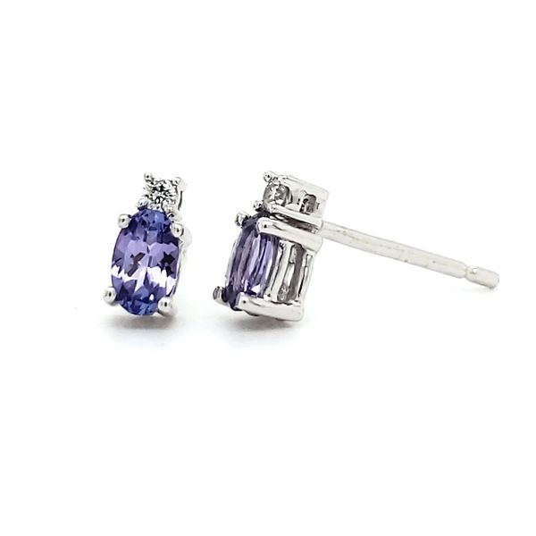 14K White Gold Tanzanite & Diamond Stud Earrings Image 3 Quality Gem LLC Bethel, CT