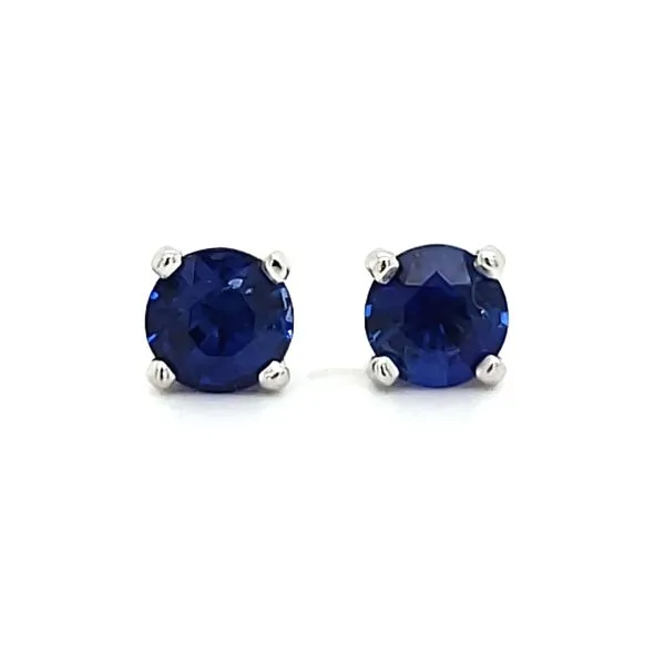 14K White Gold Ceylon Sapphire Stud Earrings Image 3 Quality Gem LLC Bethel, CT