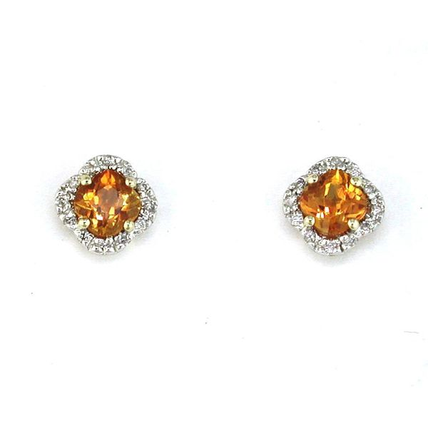 14K Yellow Gold Citrine & Diamond Stud Earrings Quality Gem LLC Bethel, CT