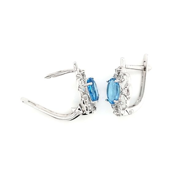 14K White Gold Blue Topaz Filigree Dangle Earrings Image 4 Quality Gem LLC Bethel, CT