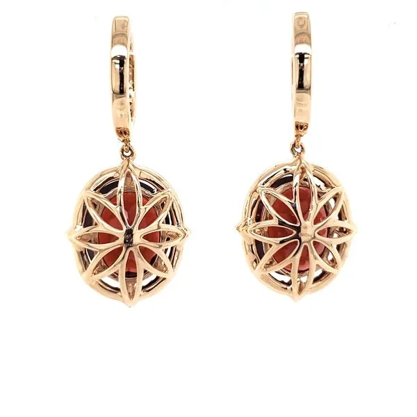 14K Rose Gold Garnet & Diamond Dangle Earring Image 4 Quality Gem LLC Bethel, CT