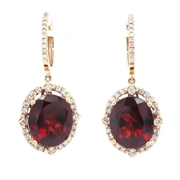 14K Rose Gold Garnet & Diamond Dangle Earring Quality Gem LLC Bethel, CT