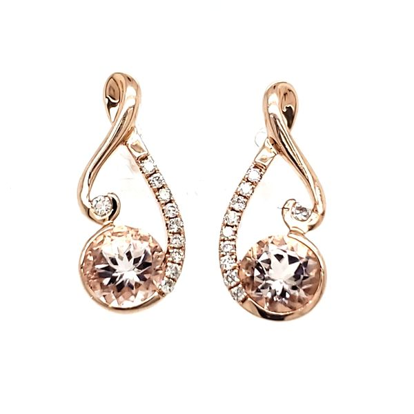 14K Rose Gold Morganite & Diamond Free Form Earring Quality Gem LLC Bethel, CT