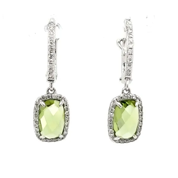 14K White Gold Peridot & Diamond Dangle Earrings Quality Gem LLC Bethel, CT