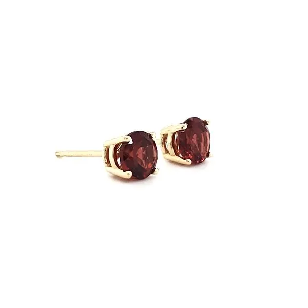 14K Yellow Gold Garnet Stud Earrings Image 3 Quality Gem LLC Bethel, CT
