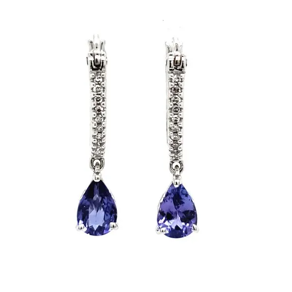 14K White Gold Pear Tanzanite & Diamond Dangle Earrings Quality Gem LLC Bethel, CT