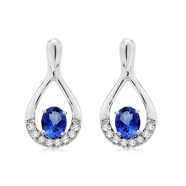 14K White Gold Open Drop Tanzanite & Diamond Post Earrings Quality Gem LLC Bethel, CT