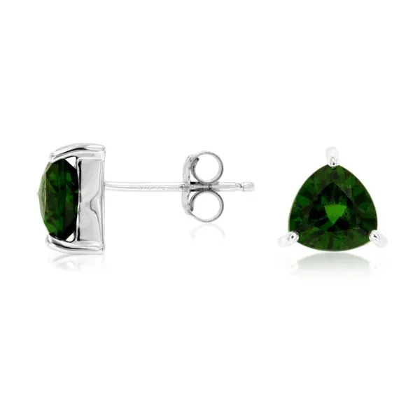 14K White Gold Trilliant Chrome Diopside Stud Earrings Quality Gem LLC Bethel, CT