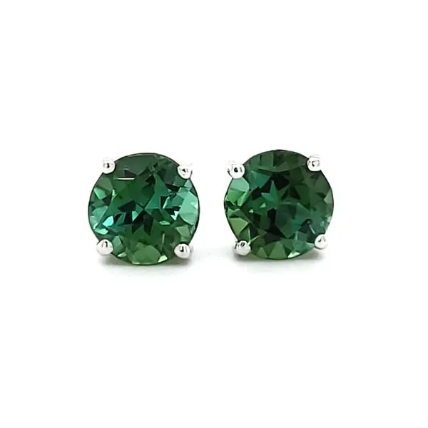 14K White Gold Green Tourmaline Stud Earrings Image 2 Quality Gem LLC Bethel, CT