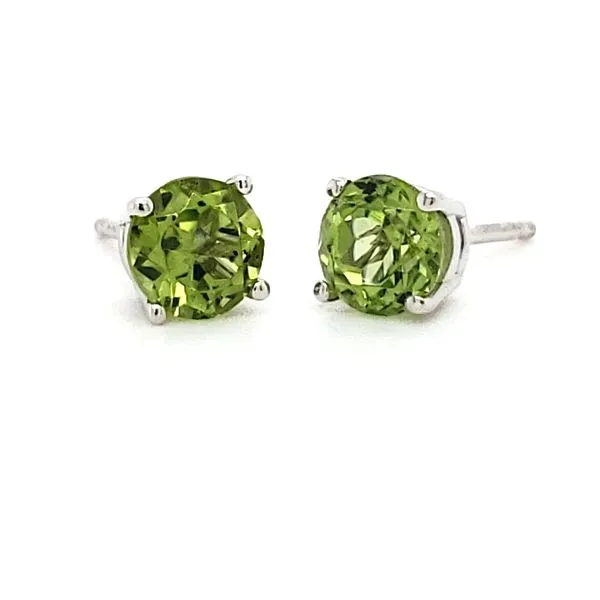 14K White Gold 5mm Peridot Stud Earrings Quality Gem LLC Bethel, CT