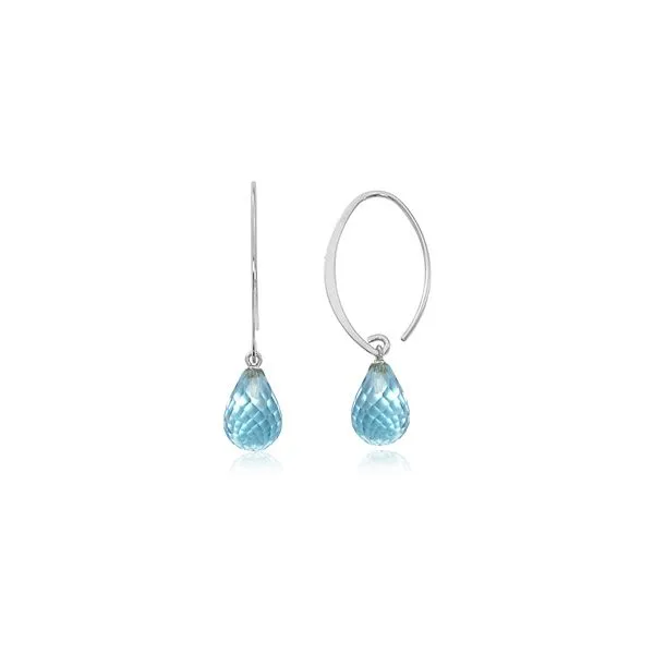 14K White Gold Blue Topaz Briolette Dangle Earrings Quality Gem LLC Bethel, CT