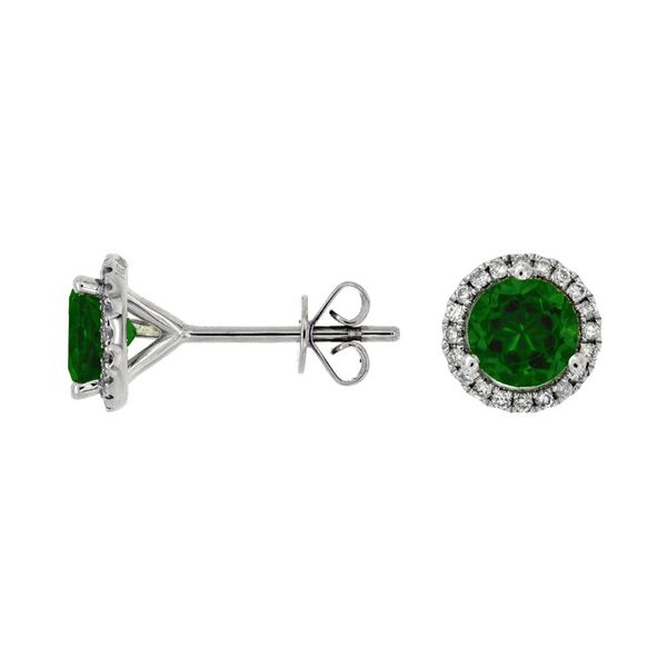 14K White Gold Chrome Diopside & Diamond Halo Stud Earrings Quality Gem LLC Bethel, CT