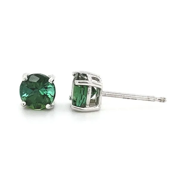 14K White Gold Green Tourmaline Stud Earrings Image 3 Quality Gem LLC Bethel, CT