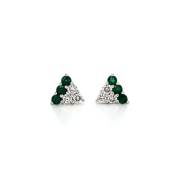 14K White Gold Emerald and Diamond Earrings Quality Gem LLC Bethel, CT