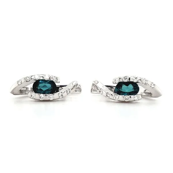 14K White Gold Bypass Bar Blue Tourmaline Earrings Quality Gem LLC Bethel, CT