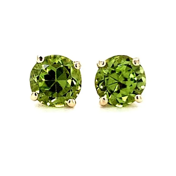 14K Yellow Gold 5mm Peridot Stud Earrings Image 2 Quality Gem LLC Bethel, CT