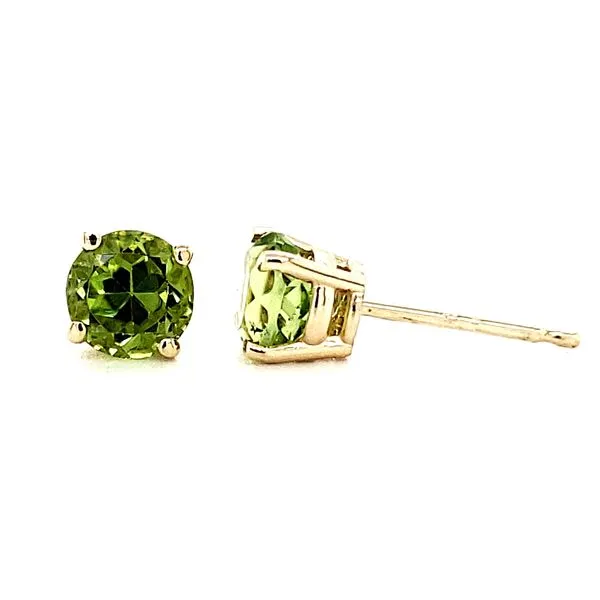 14K Yellow Gold 5mm Peridot Stud Earrings Image 3 Quality Gem LLC Bethel, CT
