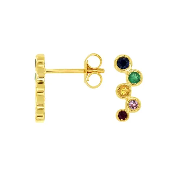14K Yellow Gold Multicolor Sapphire Bezel Earrings Quality Gem LLC Bethel, CT