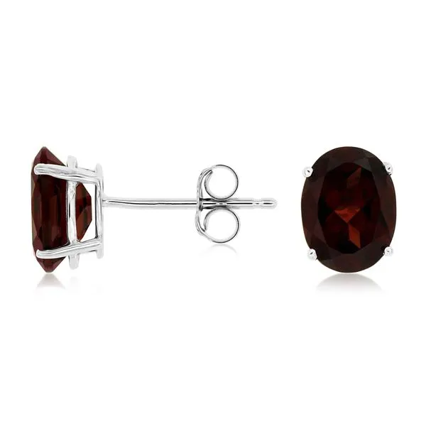 14K White Gold Oval Garnet Stud Earrings Quality Gem LLC Bethel, CT