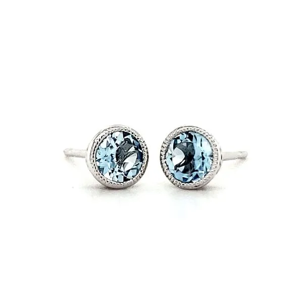 14K White Gold Filgree Beaded Bezel Aquamarine Earrings Quality Gem LLC Bethel, CT