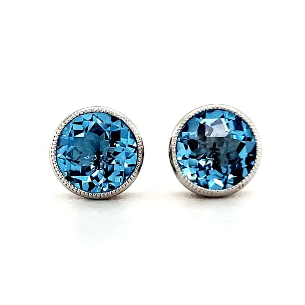 14K White Gold Blue Topaz Stud Earrings Quality Gem LLC Bethel, CT