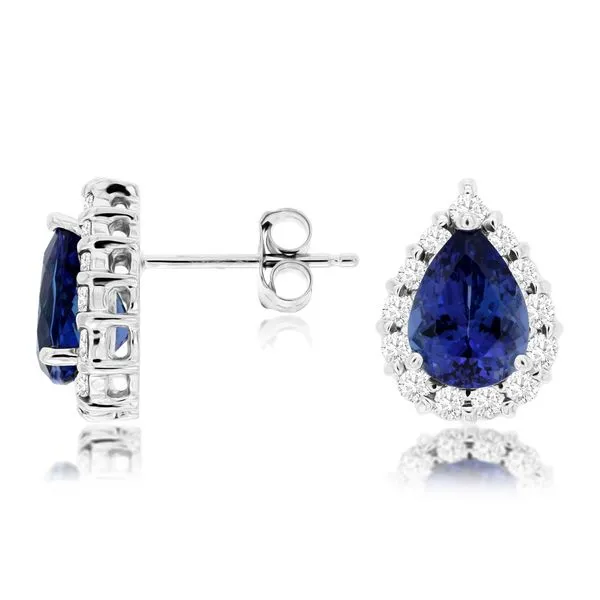 14K White Gold Tanzanite and Diamond Pear Halo Earrings Quality Gem LLC Bethel, CT