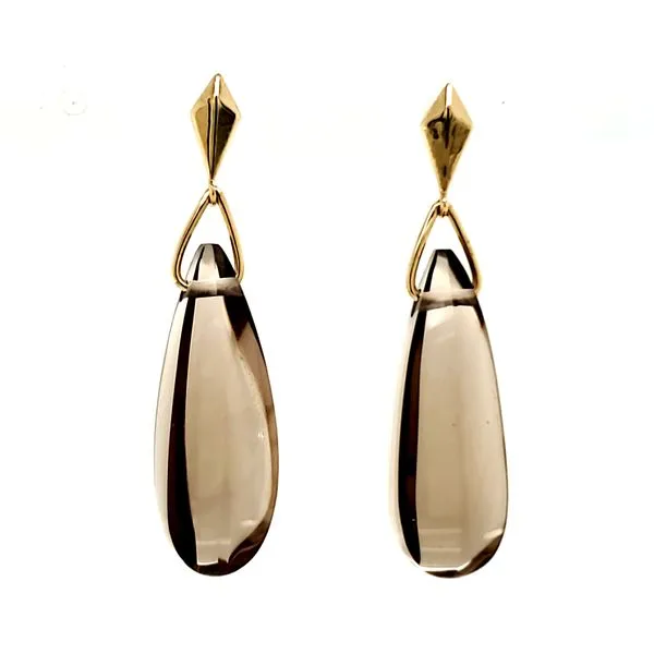 14K Yellow Gold Smoky Quartz Drop Earrings Quality Gem LLC Bethel, CT