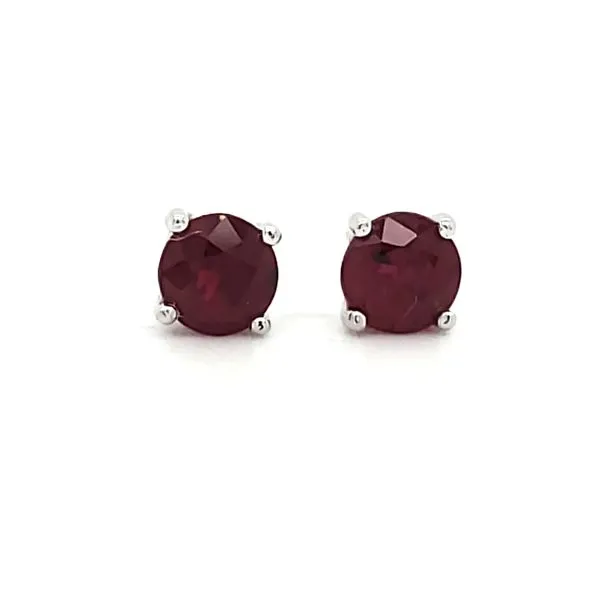 14K White Gold Ruby Stud Earrings Image 2 Quality Gem LLC Bethel, CT