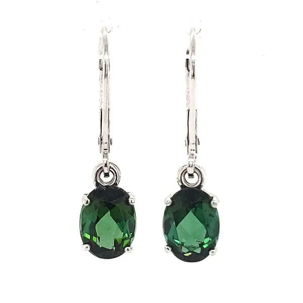 14K White Gold Green Tourmaline Leverback Earrings Quality Gem LLC Bethel, CT