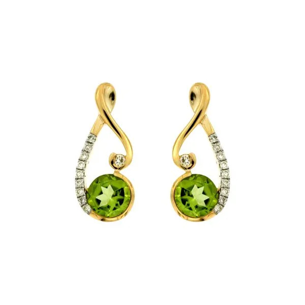 14K Yellow Gold Peridot and Diamond Swirl Earrings Quality Gem LLC Bethel, CT