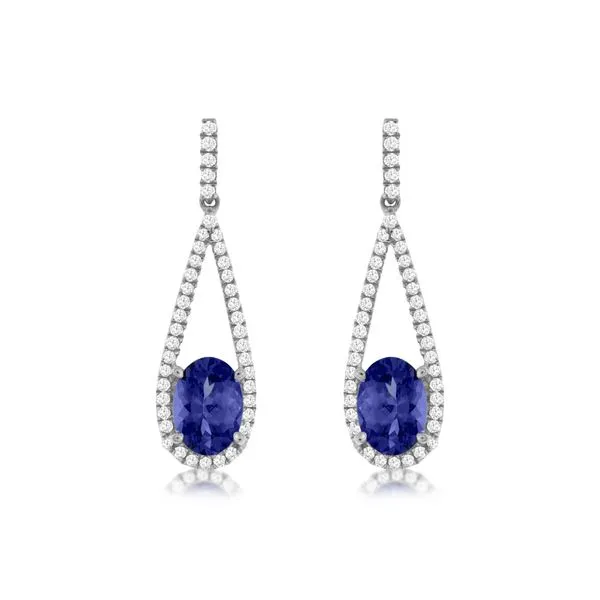 14K White Gold Tanzanite and Diamond Drop Earrings Quality Gem LLC Bethel, CT