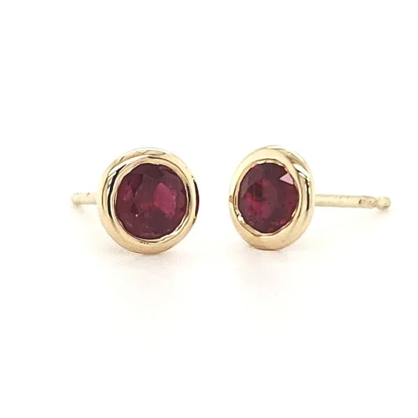 14K Yellow Gold Bezel Ruby Stud Earrings Quality Gem LLC Bethel, CT