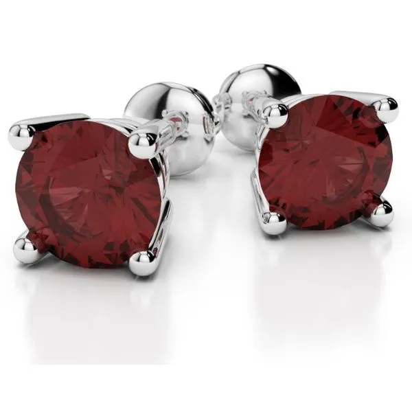 14K White Gold 4mm Garnet Stud Earrings Quality Gem LLC Bethel, CT