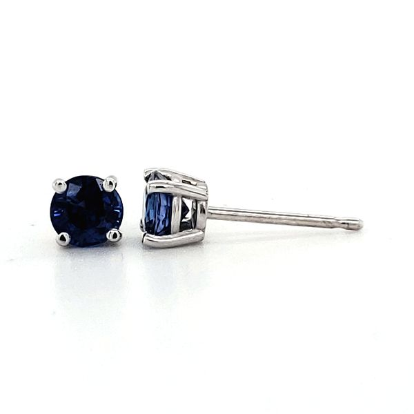 14K White Gold Ceylon Sapphire Stud Earrings Image 2 Quality Gem LLC Bethel, CT