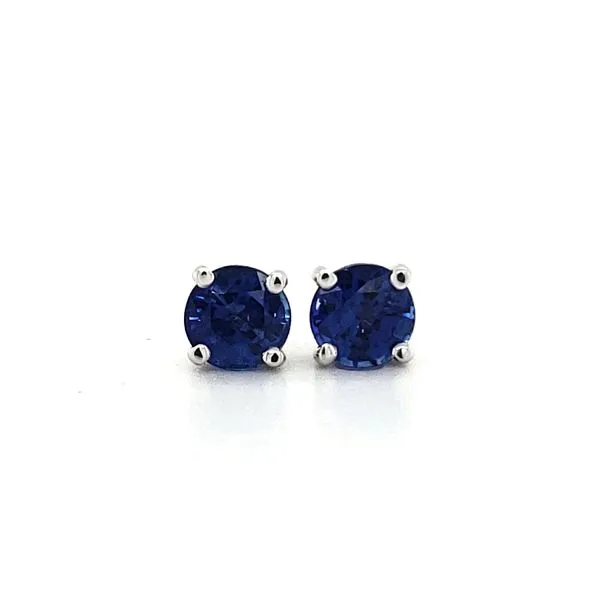 14K White Gold Ceylon Sapphire Stud Earrings Image 3 Quality Gem LLC Bethel, CT