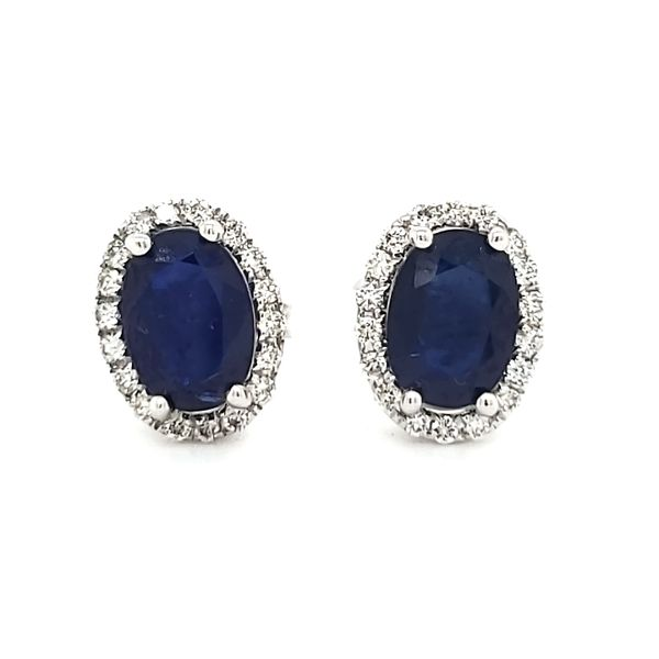 14K White Gold Sapphire & Diamond Stud Earrings Quality Gem LLC Bethel, CT