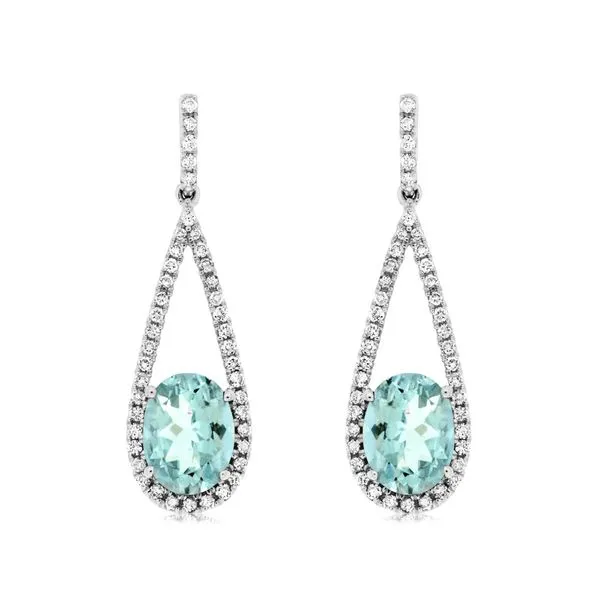 14K White Gold Aquamarine and Diamond Dangle Earrings Quality Gem LLC Bethel, CT