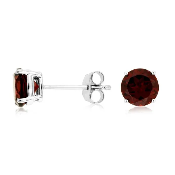 14K WHite Gold Garnet Stud Earrings Quality Gem LLC Bethel, CT