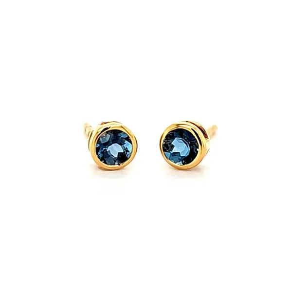 14K Yellow Gold London Blue Topaz Bezel Stud Earrings Quality Gem LLC Bethel, CT