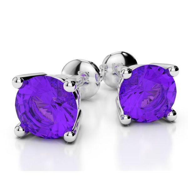 14K White Gold 4mm Amethyst Stud Earrings Quality Gem LLC Bethel, CT