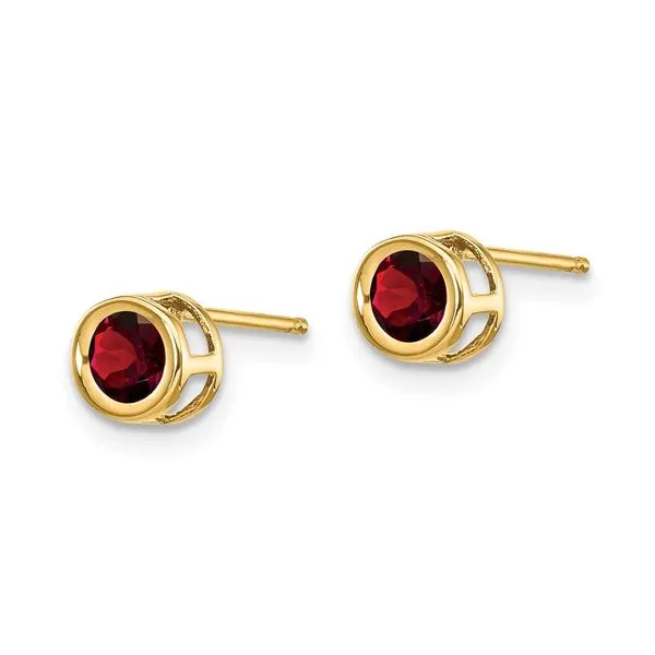 14K Yellow Gold garnet Bezel Stud Earrings Quality Gem LLC Bethel, CT