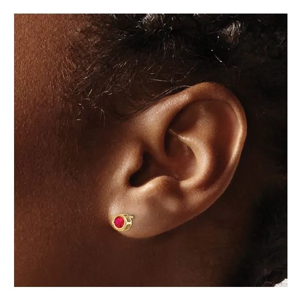 14K Yellow Gold Ruby Stud Earrings Image 2 Quality Gem LLC Bethel, CT