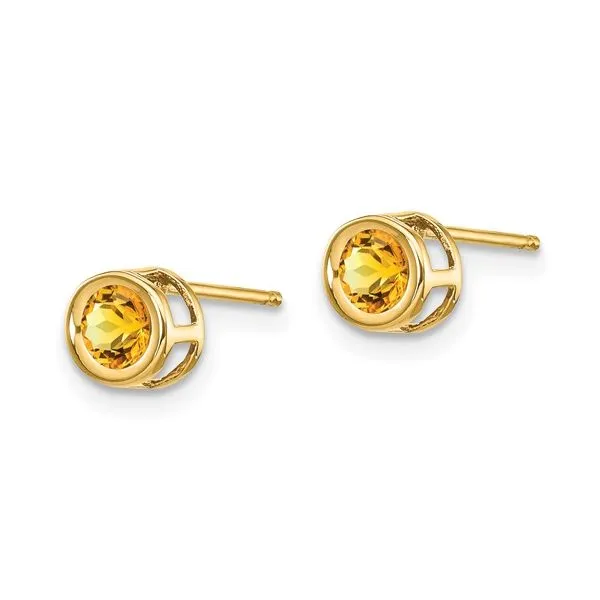 14K Yellow Gold Citrine Bezel Stud Earrings Quality Gem LLC Bethel, CT