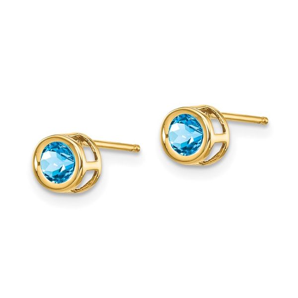 14K Yellow Gold Blue Topaz Bezel Stud Earrings Quality Gem LLC Bethel, CT
