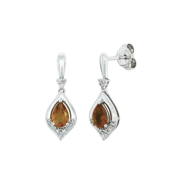 14K White Gold Citrine and Diamond Dangle Earrings Quality Gem LLC Bethel, CT